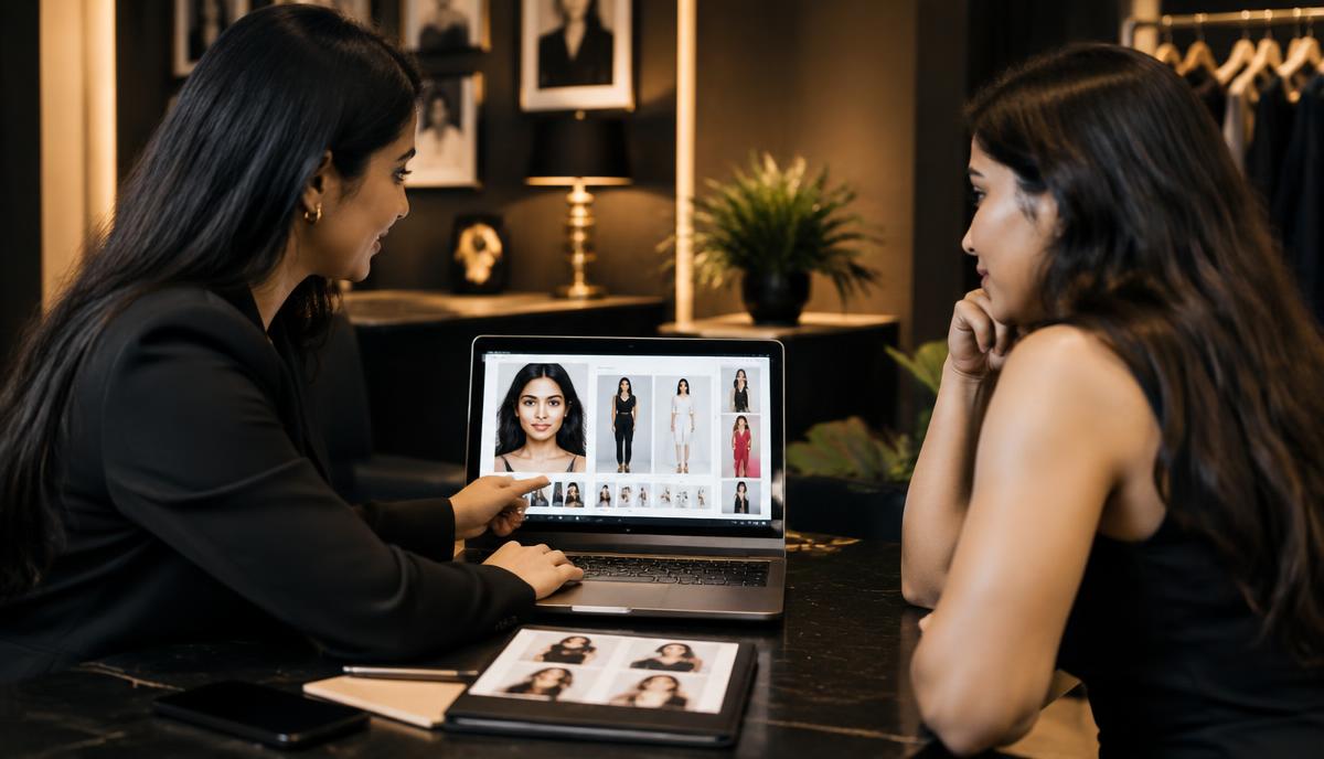 Dream Capture India की profile, portfolio और photoshoot services समझाती professional consultation
